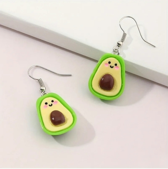 None Jewelry - Cute Avocado Resin Earrings
